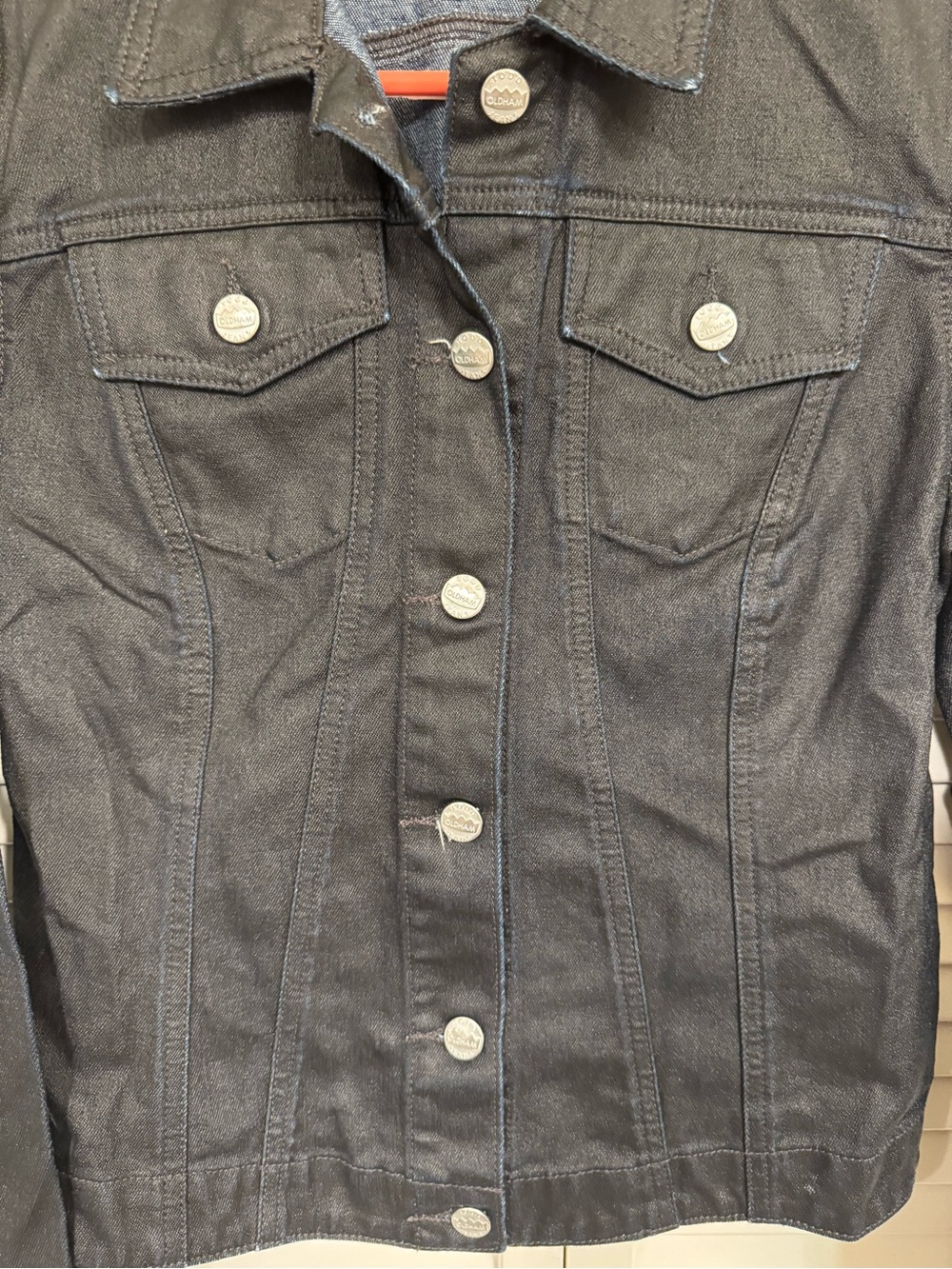 Todd Oldham Black Denim Jean Jacket with Silver Buttons - Picture 2 of 7